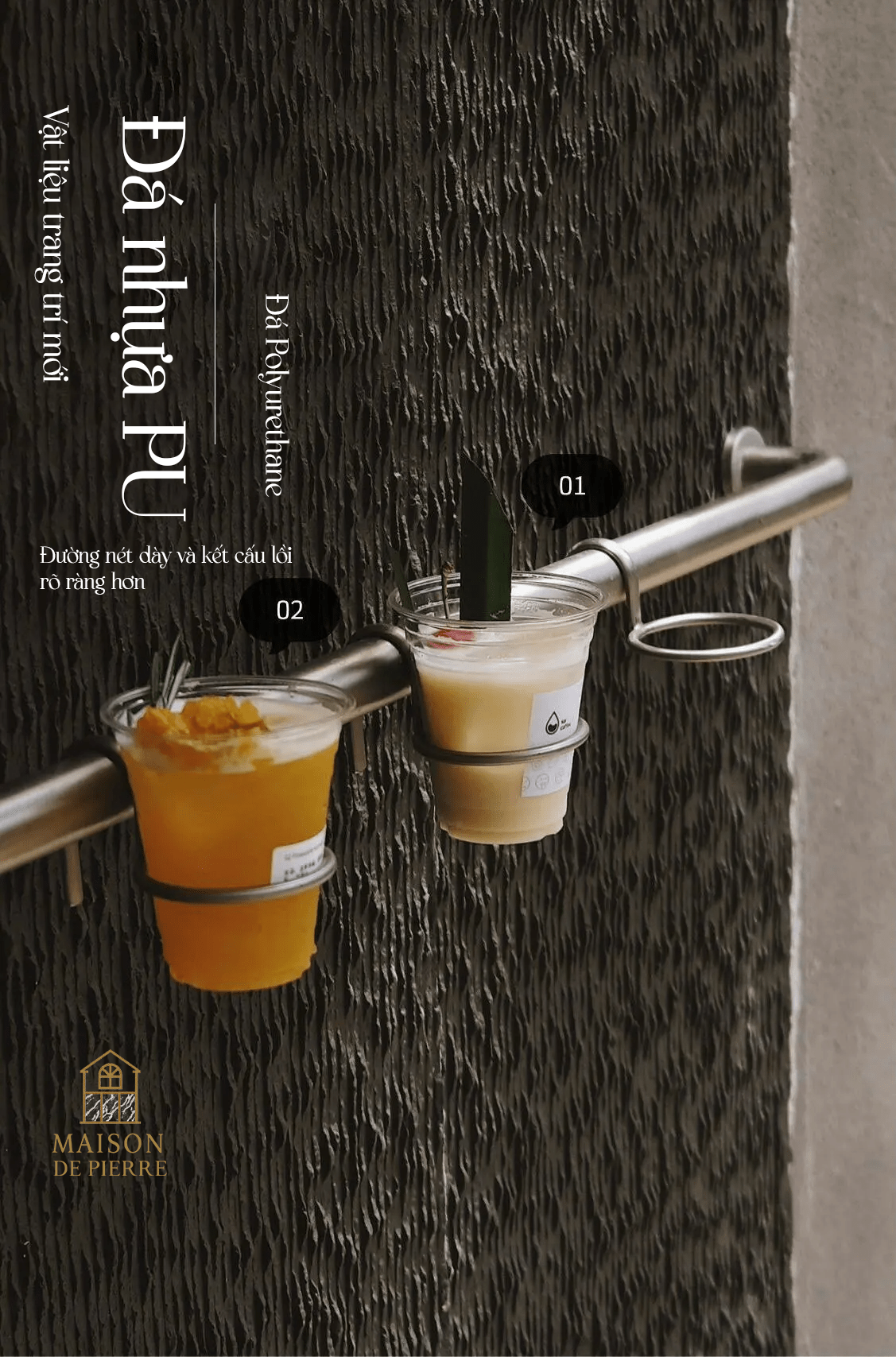 Đá texture chảy nước - Maison De Pierre