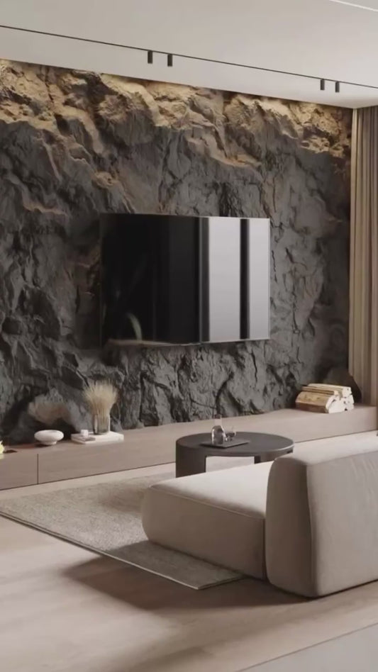 Tấm ốp đá PU lồi lõm kích thước lớn - Concave-convex rock wall